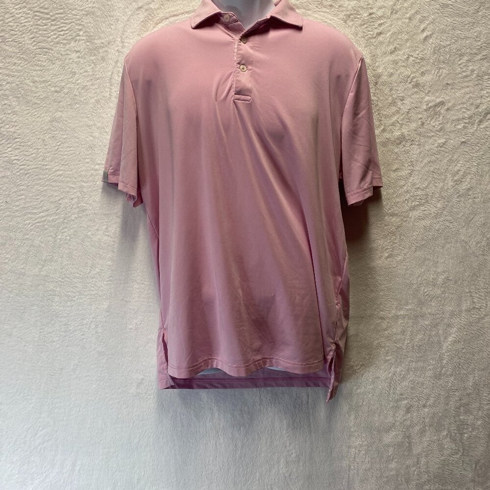 Ralph Lauren RLX Polo Shirt Mens Medium Pink Stretch Wicking Golf Performance